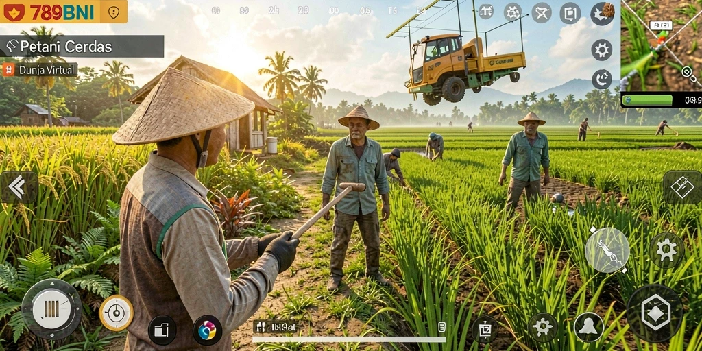 Tampilan gameplay seru di dunia pertanian virtual 789BNI.