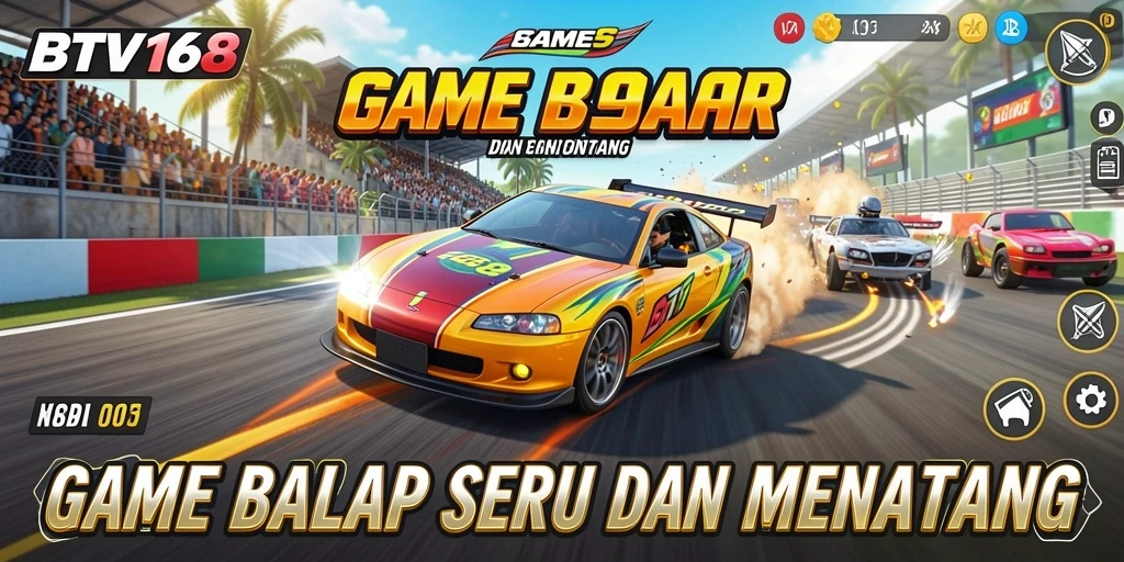 Screenshot menampilkan aksi balap mendebarkan di BTV168.