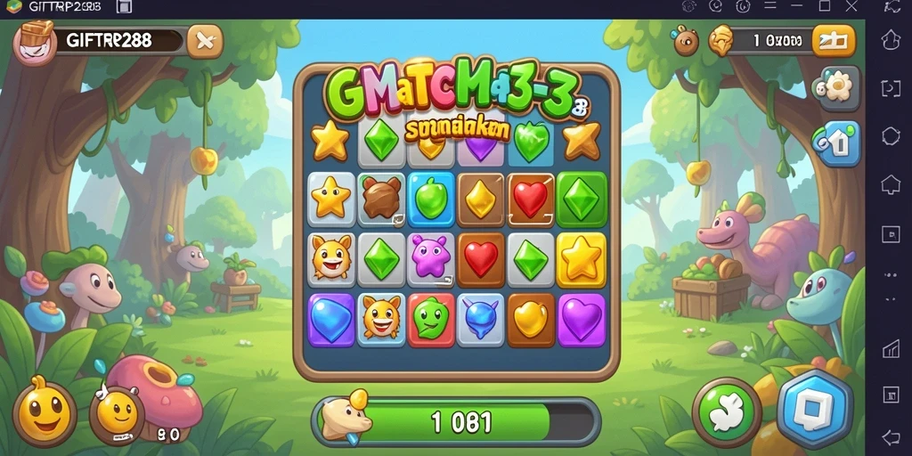 Screenshot dari gameplay GIFTRP288 yang penuh warna dan tantangan Match-3.