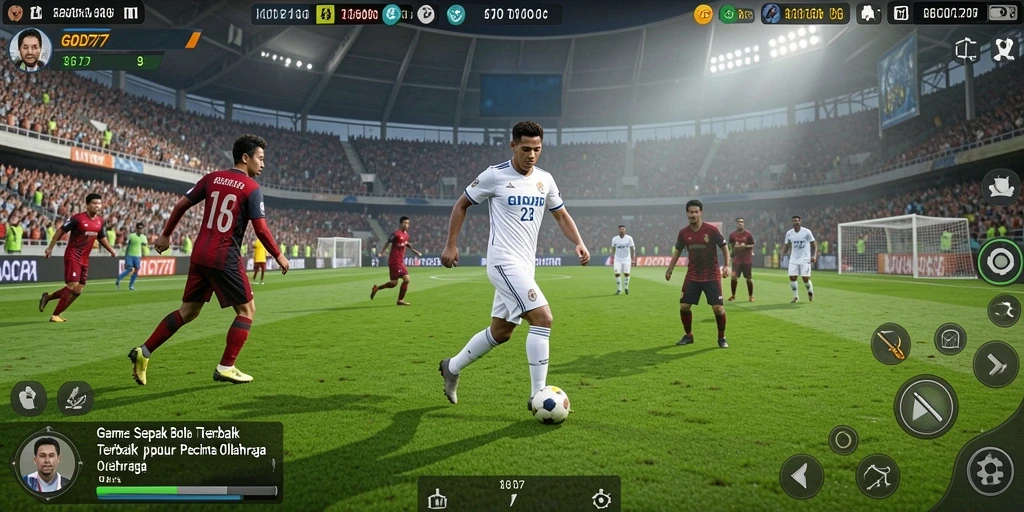 Screenshot utama GOD77 menampilkan aksi seru permainan sepak bola.