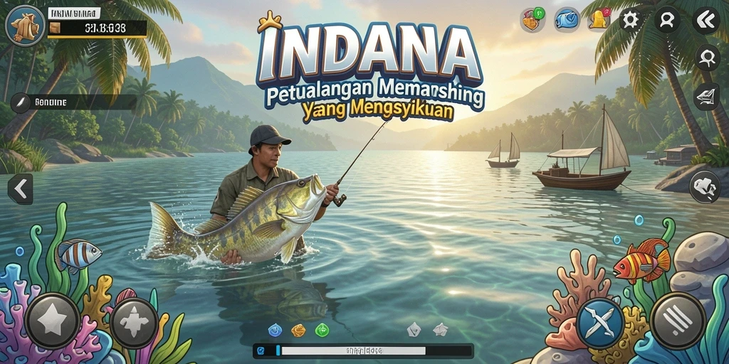 Gameplay menarik di INDAAA dengan pengalaman memancing yang realistis.