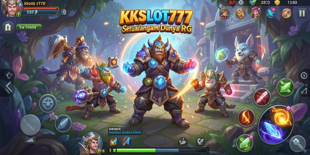 Screenshot gameplay RPG KKSLOT777 yang menunjukkan pertarungan seru.