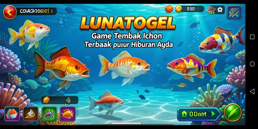 Tampilan gameplay <strong>LUNATOGEL</strong> dengan aksi menembak ikan yang seru.