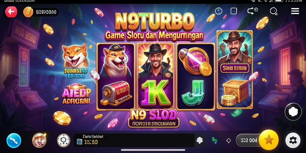 Tampilan gameplay menarik N9TURBO dengan tema Slot yang berwarna-warni.